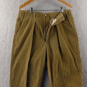 Vintage Mens Brown Drop Loop Corduroy Pleated Front‎ Pants Size 36x30 Casual